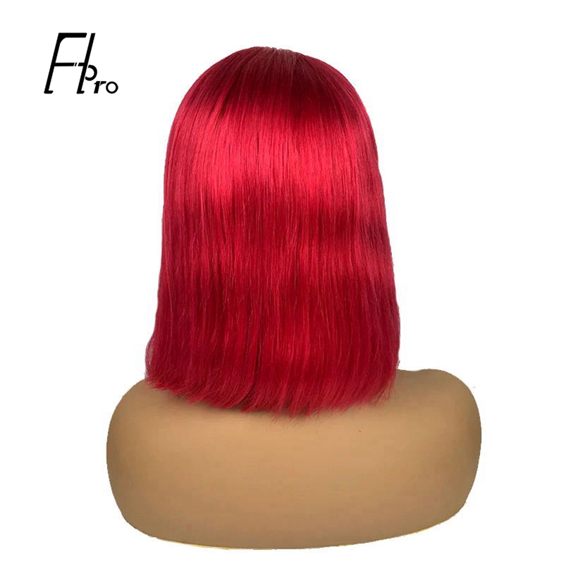 Red Bob Wig 180% Density Straight 13×4 Lace Front Human Hair Wig Natural Hairline